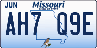 MO license plate AH7Q9E