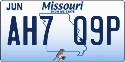 MO license plate AH7Q9P