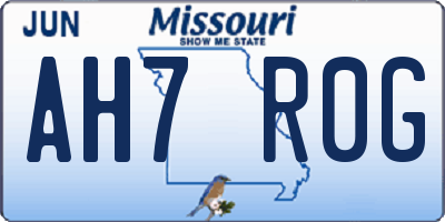 MO license plate AH7R0G