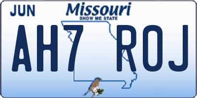 MO license plate AH7R0J