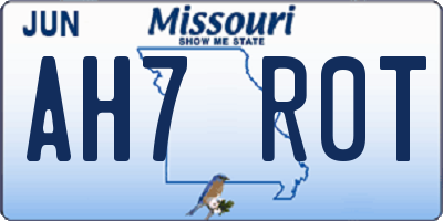 MO license plate AH7R0T