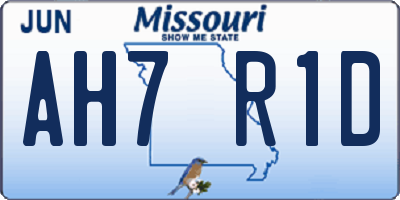 MO license plate AH7R1D