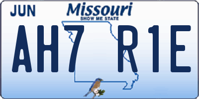 MO license plate AH7R1E