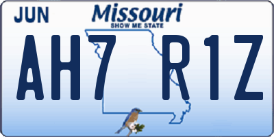 MO license plate AH7R1Z