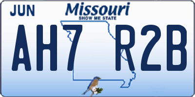 MO license plate AH7R2B