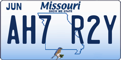 MO license plate AH7R2Y