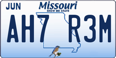 MO license plate AH7R3M
