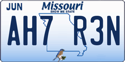 MO license plate AH7R3N