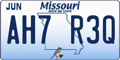 MO license plate AH7R3Q