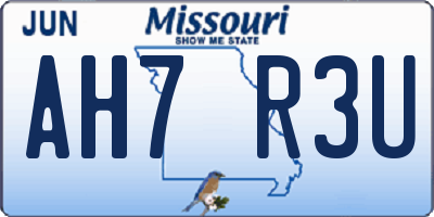 MO license plate AH7R3U