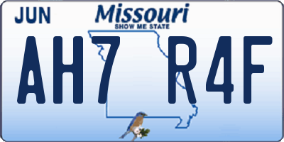 MO license plate AH7R4F