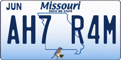 MO license plate AH7R4M