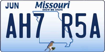 MO license plate AH7R5A