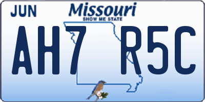 MO license plate AH7R5C