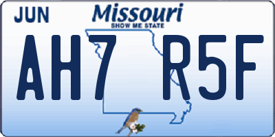 MO license plate AH7R5F