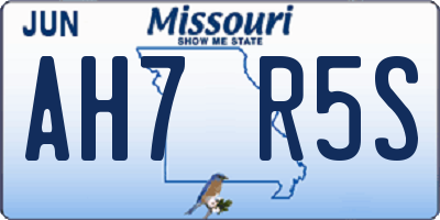 MO license plate AH7R5S
