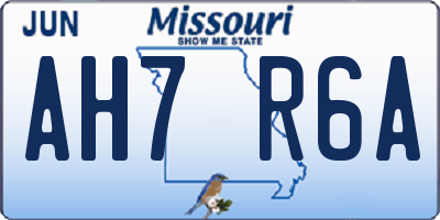 MO license plate AH7R6A