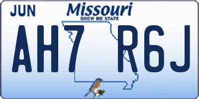 MO license plate AH7R6J