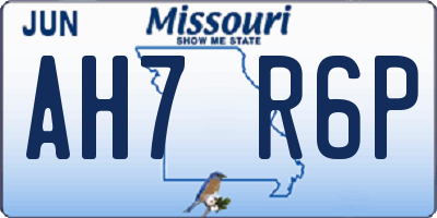 MO license plate AH7R6P
