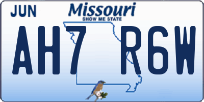 MO license plate AH7R6W