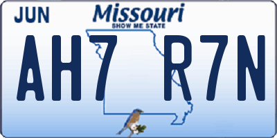 MO license plate AH7R7N