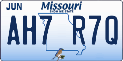 MO license plate AH7R7Q