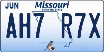 MO license plate AH7R7X