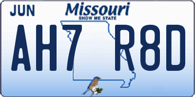 MO license plate AH7R8D