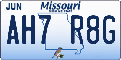 MO license plate AH7R8G