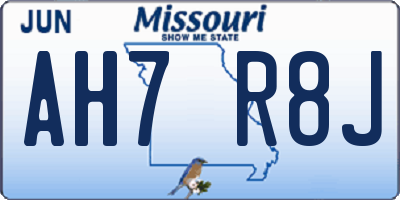 MO license plate AH7R8J