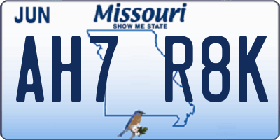MO license plate AH7R8K