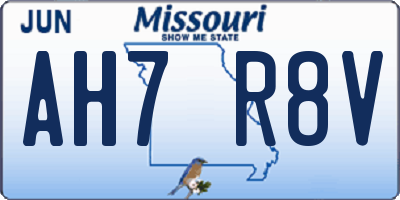 MO license plate AH7R8V