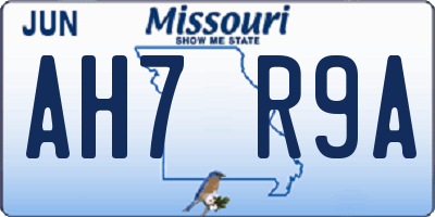 MO license plate AH7R9A
