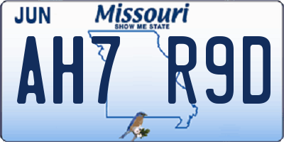 MO license plate AH7R9D