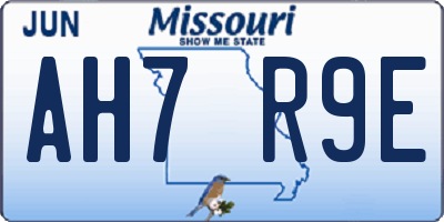 MO license plate AH7R9E