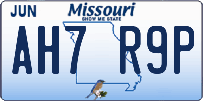 MO license plate AH7R9P