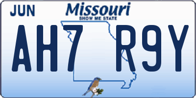MO license plate AH7R9Y