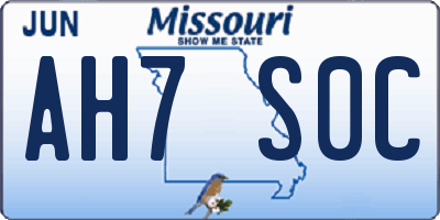 MO license plate AH7S0C