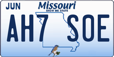 MO license plate AH7S0E