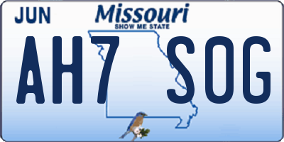 MO license plate AH7S0G
