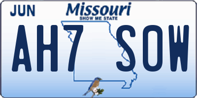 MO license plate AH7S0W