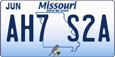 MO license plate AH7S2A
