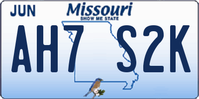 MO license plate AH7S2K