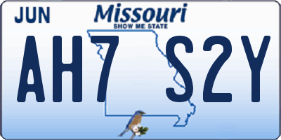 MO license plate AH7S2Y