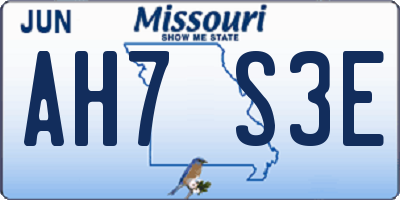MO license plate AH7S3E