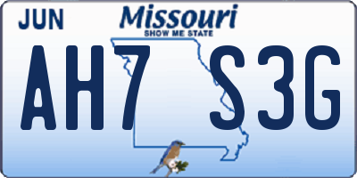 MO license plate AH7S3G