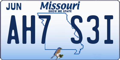 MO license plate AH7S3I