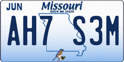 MO license plate AH7S3M