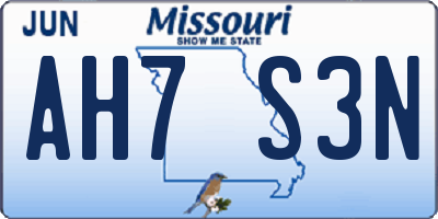 MO license plate AH7S3N