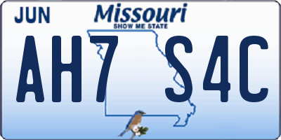 MO license plate AH7S4C